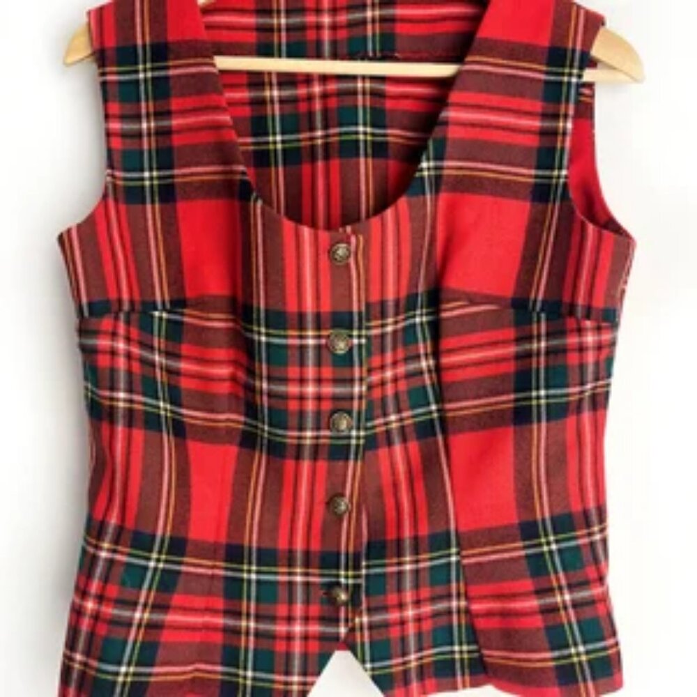 Vintage Wool Red Tartan Blazer - Excellent Condition